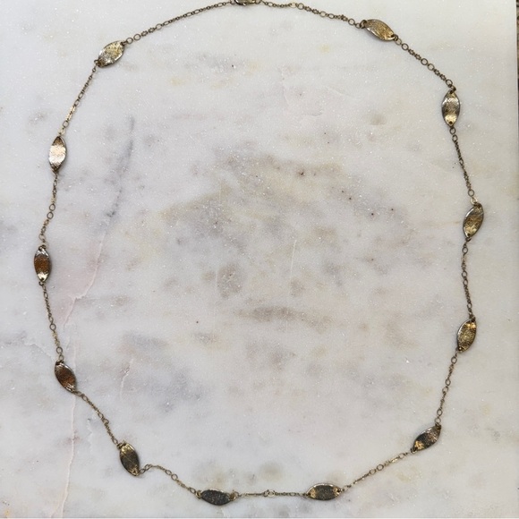 Textured Gold Tone Leaf Link Necklace - Picture 6 of 6